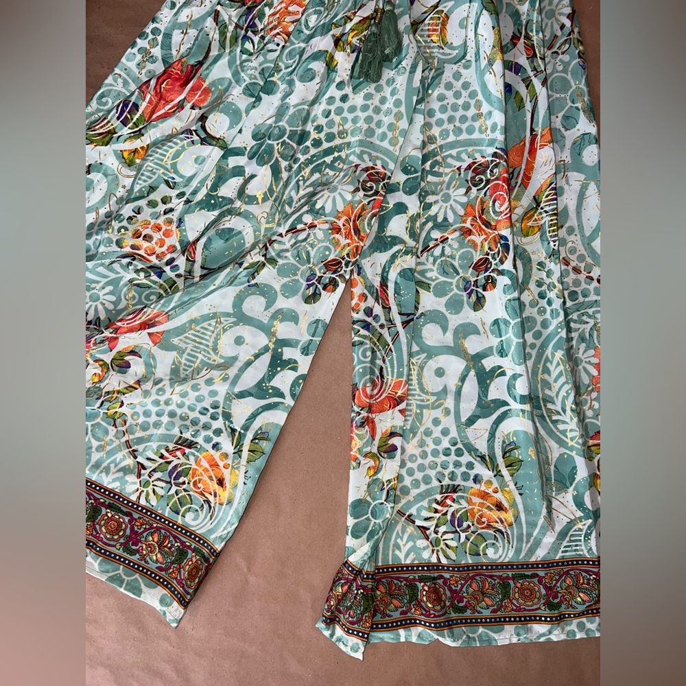 Silk 2-Piece Aqua Patterned Set - image 5